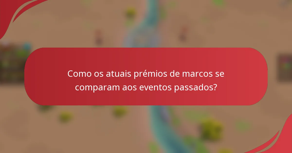 Como os atuais prémios de marcos se comparam aos eventos passados?