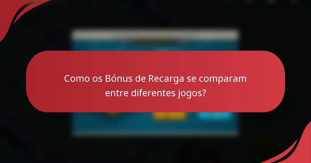 Como os Bónus de Recarga se comparam entre diferentes jogos?