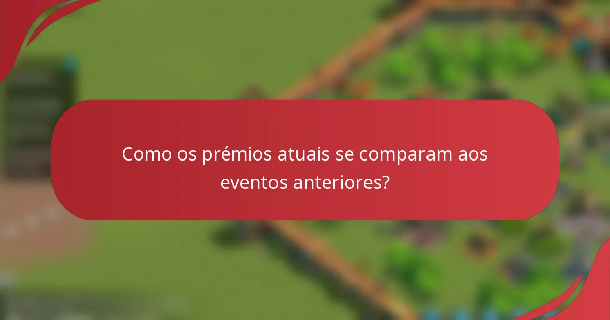 Como os prémios atuais se comparam aos eventos anteriores?