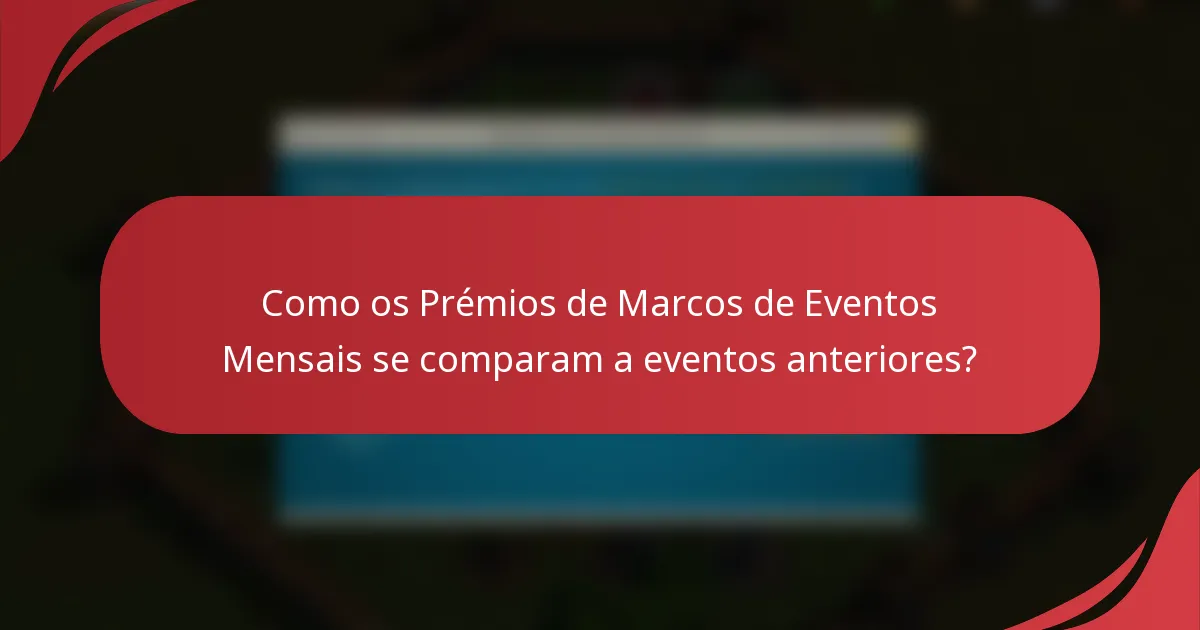 Como os Prémios de Marcos de Eventos Mensais se comparam a eventos anteriores?